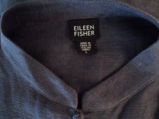 Eileen Fisher Gray Textured Linen Cotton Stand Collar Jacket Tunic L 