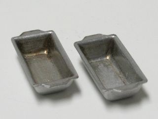 Dollhouse Miniature Aluminum Loaf Bread Pans Set of Two