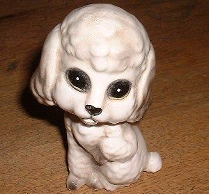 vintage antique white poodle statue figurine porcelain 