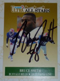 Bruce Smith Auto Card Bills Redskins Signed HOF 1991 Fleer Ultra All 