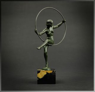Original Max Le Verrier 1920s Art Deco Nude Dancer Sculpture Danseuse 