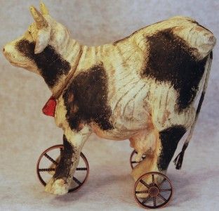 American Chestnut Folk Art Belle Cow Pull Toy AM1055