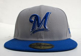 Milwaukee Brewers Grey on Blue All Sizes Cap Hat by New Era