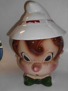 Antique Pinocchio Cookie Jar from the 1950s Hat missing paint and two 