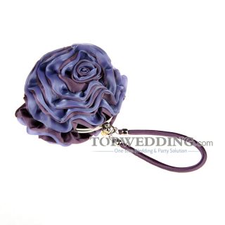 Bridal Wedding Lavender Floral Satin Chiffon Bridal Handbags Lady 