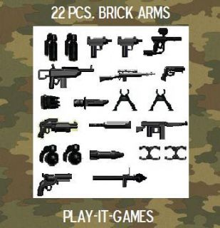 22pcs Lego Brick Arms Custom Minifig Black Weapons New