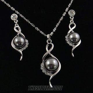   GP Pearl Necklace Earring Jewelry Set Wedding Bridesmaid Jewelry 12868