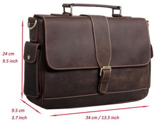 Cowhide Leather Messenger Shoulder Briefcases Bags Tote