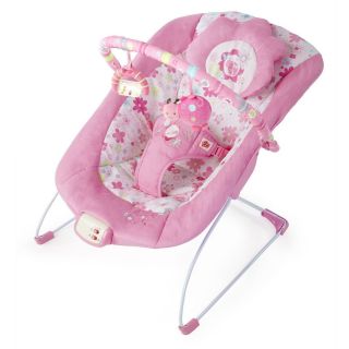Bright Starts Pink Blossomy Blooms Flower Ladybug Musical Bouncer Seat 