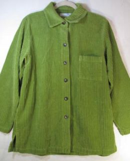 Bryn Walker Womens Button Front Green Corduroy Long Sleeve Jacket Coat 