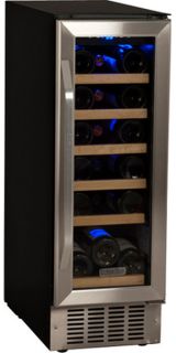 12 Compact Built in Wine Refrigerator Stainless Steel Cooler w Wood 