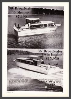Broadwater Boats 30 36 Models 1966 Print Ad