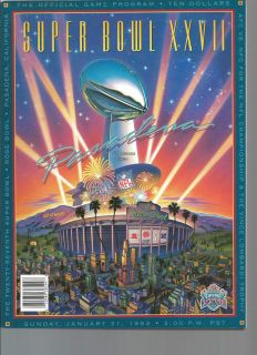 Super Bowl XXVII Program Dallas Cowboys Buffalo Bills Pasadena 1993 