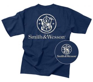 Smith Wesson Silver Logo T Shirt Pistol Handgun Police Army and Navy 