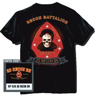 US Marine Corps T shirt 2nd Recon Battalion Second Reconnaissance BN 