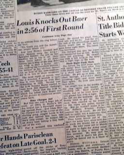 JOE LOUIS vs. Buddy Baer Heavyweight Title BOXING 1942 Detroit MI Old 
