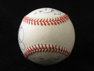 official american league gene budig team multi signed baseball with 7 