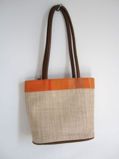 New Bueno Orange and Beige Woven Shoulder Bag Handbag Purse