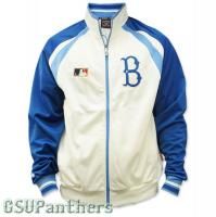 Brooklyn Dodgers Therma Base Cooperstown Ivory Track Jacket Mens Sz 