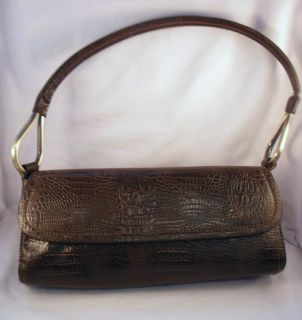 Bueno Brown Faux Croc Alligator Leather Handbag Shoulder Purse Bag 