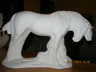 Spectacular War Horse complete with feathers in Ceramic Bisque, Ready 