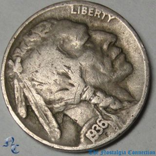 1936 Buffalo Nickel 5 Cents Coin C460 Very Good VG