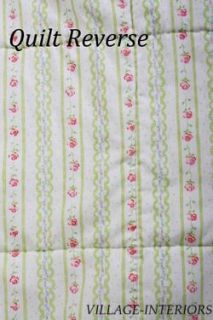 Chic Shabby Pink Blossom Ruffles Cotton Twin Quilt Set