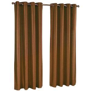 Grommet Panel Faux Silk Brown Curtain Drape 56 x 84