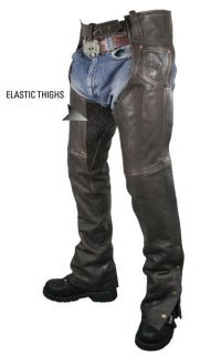 Mens Advanced Brown Retro Dual Comfort System Leather Chaps