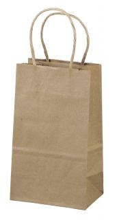 250 Brown Kraft 5x3x8 Paper Shopping Bags w Handles