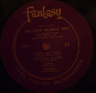Dave Brubeck Trio Distinctive Rhythm Instrumentals 10 LP Fantasy 3 1 