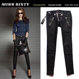   Slim Sexy Smart Zip Leather Pocket MISS SIXTY Ladys Cool Denim Jeans