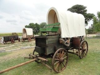 antique john deere covered horse drawn chuck wagon wood wheels