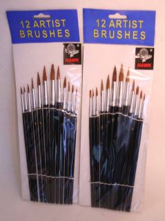 lot of 24 new artists pointed artist paint brushes brand new