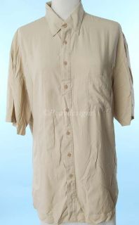 Burma Bibas Beige Khaki Tan 100 Silk Shirt Mens Sz XL