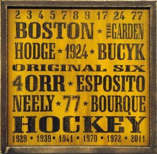 Boston Bruins Vintage Style 18x18 Hockey Wood Sign Orr Esposito Neeley 