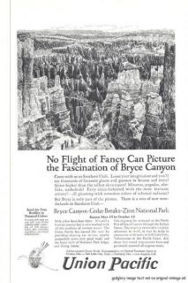   Pacific Railroad Logo Vintage Print Ad Fascination of Bryce Canyon