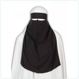 Black 1 Layer Niqab Veil Burqa Face Cover Hijab Abaya