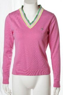 Lilly Pulitzer Bubblegum Pink Classic Preppy VNeck Sweater Pullover 