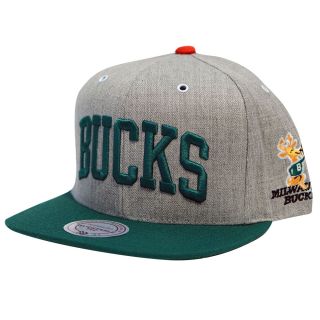 Milwaukee Bucks Mitchell Ness NJ11 Basic Arch Grey 2T Snapback Hat 