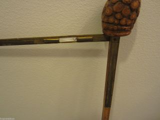 Awesome Early 1900s Horse Measuring Cane Bamboo and Brass with Liquid 