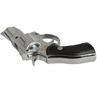   Pistol Windproof Refillable Butane Gas Jet Flame Torch Lighter Silver