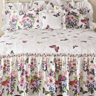 New Butterfly Garden Quilt Top Bedspread Queen