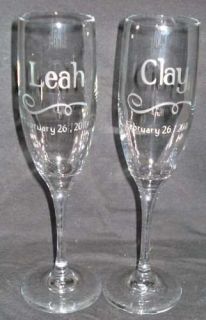  2 Personalized Wedding Toasting Glasses Etched