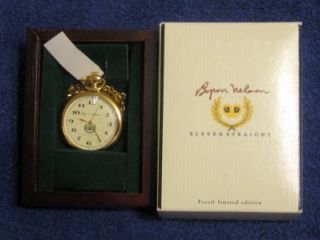Fossil Byron Nelson Signed Le Unused Pocket Watch w Box
