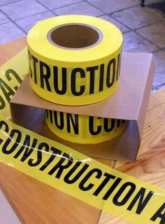 CAUTION CONSTRUCTION AREA barricade tape. Yellow and black, 3 x 1000 