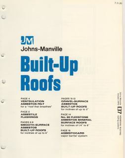 Johns Manville Asbestos Asbestile Roofing Felt Catalog