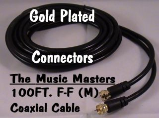 100ft Coaxial Video Cable Black Satellite Cable TV Wire