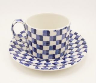 Burleigh Ironstone Blue Chequers Cup & Saucer (*)