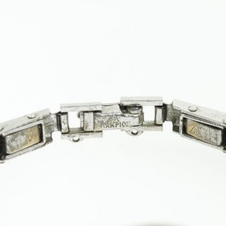   Estate Ladies Bulova 10K White Gold Bezel Stainless Steel Watch